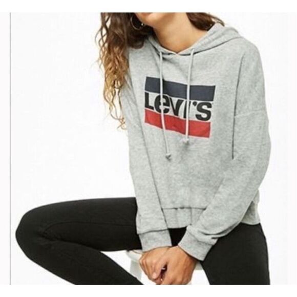 Levi’s Gray Cropped Hoodie Size XL - Picture 1 of 4